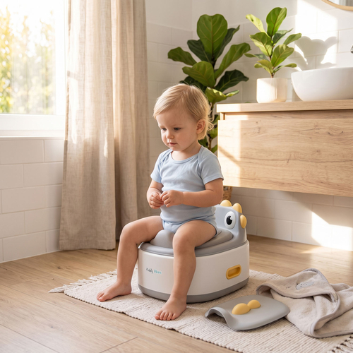KiddyMoon Potty Training Chair for Toddlers 3-in-1 Seat and Step Stool, Grey, UNI
