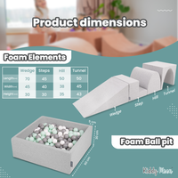 KiddyMoon Foam playground set - wedge L/hill/tunnel/steps PPZ-244, pink, Multi-Size