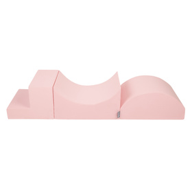 KiddyMoon Foam Playground for Kids Obstacle Course for Children Montessori Toy for Babies Soft Construction Blocks Element, Halfshaft/Ramp/Step, Certified Made in The EU, pink:-, Multi-Size