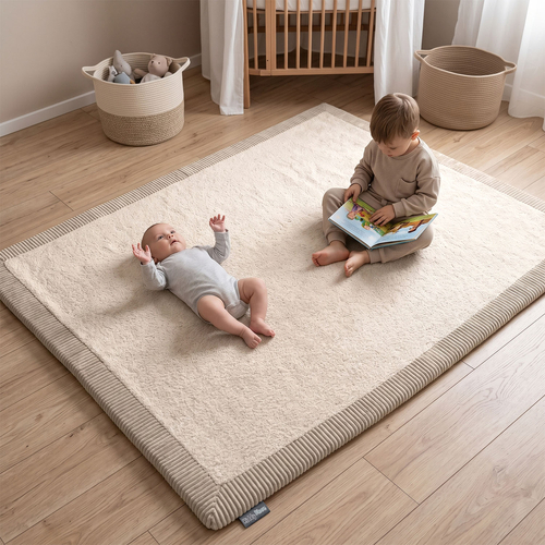 KiddyMoon Baby Play Mat for Kids, Soft and Non-Slip, Beige