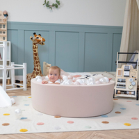 KiddyMoon Foam Ball Pit with Balls for Babies and Toddlers, Soft Sensory Play, Durable Removable Cover, Safe, beige: pastel beige/white/pearl, 90 x 30 cm / 300 Balls
