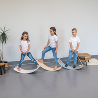 KiddyMoon Wooden Balance Board for Children Wooden Swing Board with Rope Montessori Toy for Kids Made of Wood Balancing Wobble Board for Babies 80x30cm, natural, board