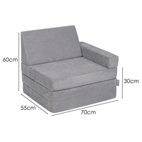 KiddyMoon Armchair Kids Foldable Children Multifunctional Foam Mattress Sofa Bed Folding Toddler Couch Chair for Playroom Bedroom Living Room, dark grey, Armchair