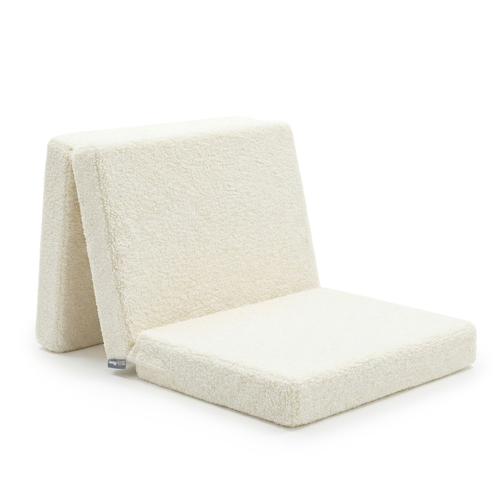 KiddyMoon Foam Mattress Children with Teddy Bear Fabric Multifunctional Foldable Bed for Toddlers, creamy, Mattress