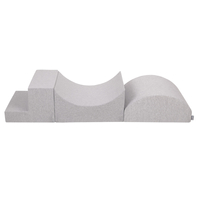 KiddyMoon Foam Playground for Kids Obstacle Course for Children Montessori Toy for Babies Soft Construction Blocks Element, Halfshaft/Ramp/Step, Certified Made in The EU, light grey, Multi-Size