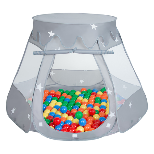 Play Tent For Kids Castle Baby Playhouse For Children With Colorful Balls Pop Up Perfect For Indoor And Outdoor Easy Set Up Includes Carry Bag, grey:yellow-green-blue-red-orange, 105x90cm/600 balls
