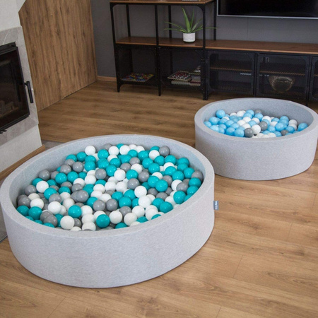 KiddyMoon Soft Ball Pit Round  ∅ 7Cm / 2.75In For Kids, Foam Ball Pool Baby Playballs Children, Made In The EU, pink:pastel beige/light pink/pearl, 120x30cm/600 balls