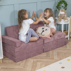 KiddyMoon Foam Sofa for Children Multifunctional Mattress Armchair Kids Foldable Bed Folding Toddler Couch Chair for Playroom Bedroom Living Room, purple, 140x55x30 cm