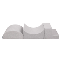 KiddyMoon Foam Playground for Kids with Square Ballpit ( ∅ 7cm/2.75In) Soft Obstacles Course and Ball Pool, Certified Made In The EU, lightgrey:grey/white/turquoise, Ballpit (300 Balls) + Version 6