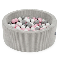 KiddyMoon Ball Pit for Baby and Toddler, Soft Play Ball Pit, 90 x 30 cm with 200 Balls, Soft Foam Ball Pool, Ribbed Washable Cover, Light Grey: White/Grey/Light Pink, 90 x 30 cm / 200 Balls