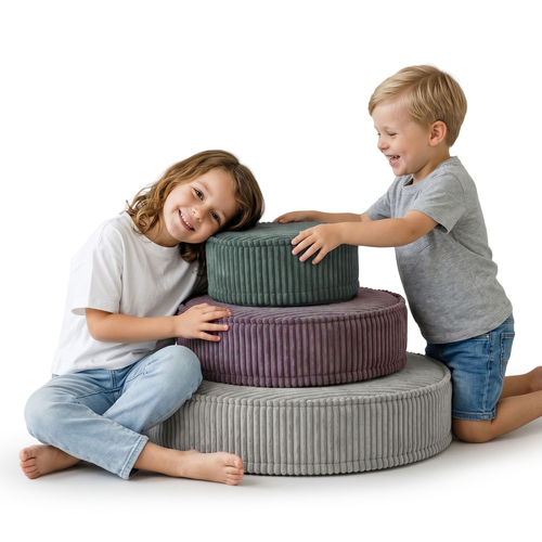 KiddyMoon 3-Piece Foam Elements for Kids Children's Room Accessory, zielony-fioletowy-jasnoszary