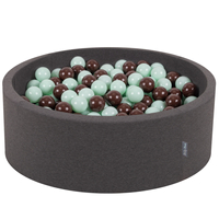 KiddyMoon Baby Foam Ball Pit with Balls ∅ 7cm / 2.75in Made in EU, Ice cream dark grey, 90x30cm/300 balls