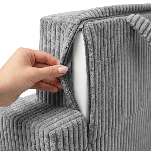 KiddyMoon Folding Children's Foam Armchair 2-in-1 Convertible Sofa for Kids, dark grey, UNI