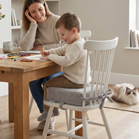 KiddyMoon Kids Booster Seat Cushion For Chair, 10 Cm Foam Padded Seat With Removable Washable Cover And Ties, light grey, 33x33x10