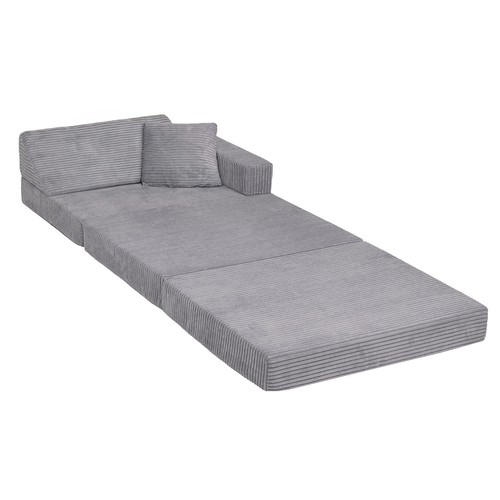 KiddyMoon Armchair Kids Foldable Children Multifunctional Foam Mattress Sofa Bed Folding Toddler Couch Chair for Playroom Bedroom Living Room, dark grey, Armchair with Pillow