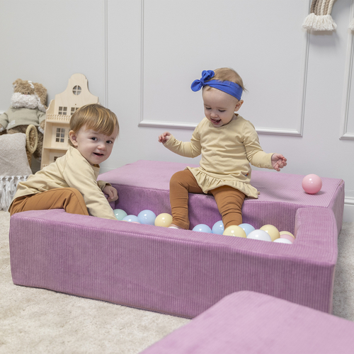 KiddyMoon Children's Foam Sofa with Wedge and Play Balls Set for Play Soft Perfect for Kids Room Lightweight Learning Relaxation Removable Covers Easy Cleaning, purple: pastel blue/pastel yellow/white/mint/powder pink, Sofa/Wedge + 100 Balls