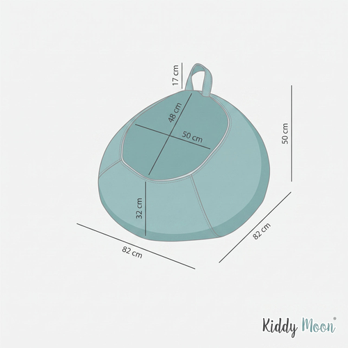 KiddyMoon Bean Bag for Children 2-in-1 Storage for Toys 80x80x50cm, zielony