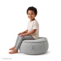 KiddyMoon Kids’ Foam Pouffe with Removable Cover, light grey, L