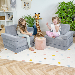 KiddyMoon Armchair Kids Foldable Children Multifunctional Foam Mattress Sofa Bed Folding Toddler Couch Chair for Playroom Bedroom Living Room, dark grey, Armchair with Pillow