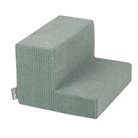 KiddyMoon Foam Playground For Kids Soft Textured Safe Blocks, green: white/grey/mint, Ballpit (100 Balls) + Steps