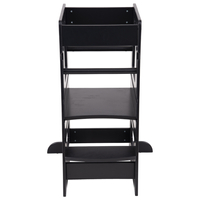 KiddyMoon Kitchen Helper For Kids Step Stool Learning Tower for Children Learning Chair Adjustable Height Level Montessori Furniture, Babies Kitchen Gadgets, ST-003, Black, 91,5x39,3x49,4