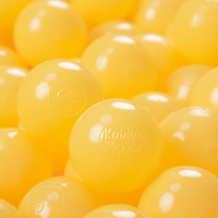 KiddyMoon Soft Plastic Play Balls ∅ 6cm / 2.36 Multi Colour Made in EU, yellow, 100 Balls/6cm-2.36in
