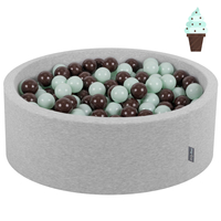 KiddyMoon Baby Ball Pit Soft Foam For Infants And Toddlers From 8 Months Removable Cotton Cover, Ice cream light grey, 90 x 30 cm / 200 Balls