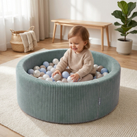 KiddyMoon Ball Pit for Baby and Toddler, Soft Play Ball Pit, 90 x 30 cm with 200 Balls, Soft Foam Ball Pool, Ribbed Washable Cover, Green: Past Blue/Past Yellow/White/Mint/Light Pink, 90 x 30 cm / 200 Balls