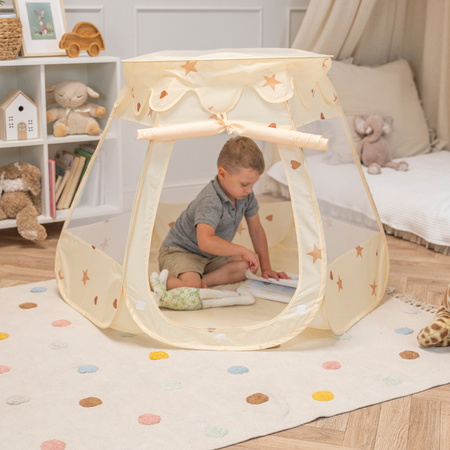Pop Up Play Tent Castle House Shell Plastic Balls For Kids, Light Beige: Pastel Beige/Pastel Blue/White, 105x90cm/200 balls