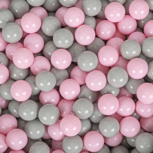 KiddyMoon Soft Plastic Play Balls ∅ 7cm/2.75in Multi-colour Made in EU, powder pink/greengrey, 300 Balls/7cm-2.75in