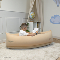 KiddyMoon Inflatable Sensory Peapod Chair For Kids With Handles And Pump, Beige, L