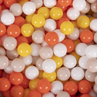 KiddyMoon Soft Plastic Play Balls ∅ 7cm/2.75in Multi-colour Made in EU, yellow/orange/pastel beige/white, 50 Balls/7cm-2.75in