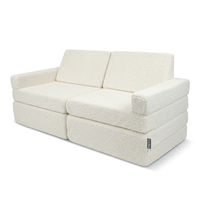 KiddyMoon Sofa for Kids in Foam with Soft Teddy Fabric, Modular and Foldable, for Playing, Reading and Relaxing, creamy, Sofa