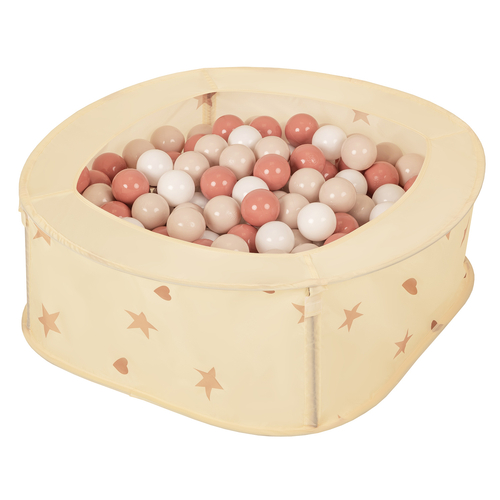 Ballpit Playpen For Kids, Babies And Toddlers Children Foldable Portable Indoor Outdoor, Light Beige: Pastel Beige-Salmon-White, 400 Balls