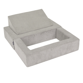 KiddyMoon Children's Foam Sofa with Wedge and Play Balls Set for Play Soft Perfect for Kids Room Lightweight Learning Relaxation Removable Covers Easy Cleaning, light grey, Sofa/Wedge