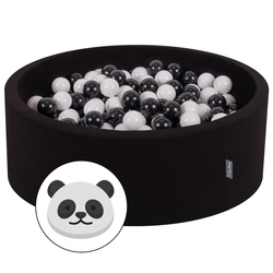 KiddyMoon Baby Foam Ball Pit with Balls ∅ 7cm / 2.75in Made in EU, Panda: black/white, 90x30cm/200 balls