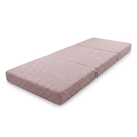 KiddyMoon Foam Mattress with Pillow for Children with Teddy Bear Fabric, Multifunctional and Foldable for Toddlers, pink, Mattress with Pillow