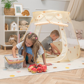 Pop Up Play Tent Castle House Shell Plastic Balls For Kids, Light Beige: Pastel Beige/Pastel Blue/White, 105x90cm/300 balls