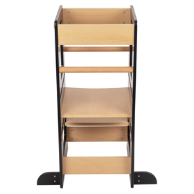 KiddyMoon Kitchen Helper for Toddlers and Kids, adjustable Height Level, ST-003, black-natural