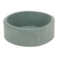 KiddyMoon Foam Ball Pit For Kids Round 90x30cm Baby Soft & Safe Toy, green: dark turquoise/pastel beige/greygreen/salmon pink, 90x30cm/200 balls