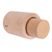 KiddyMoon Foam Playground Velvet for Kids Obstacle Course for Children Montessori Toy for Babies Soft Construction Blocks Element, Tunnel/Hill, Certified Made in The EU, desert pink, barrel/roller