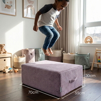 KiddyMoon Kids Indoor Trampoline 2 in 1, Removable Washable Zip Ribbed Cover, Mini Trampoline for Home, Purple, Trampoline + Pillows