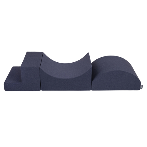 KiddyMoon Foam Playground for Kids Obstacle Course for Children Montessori Toy for Babies Soft Construction Blocks Element, Halfshaft/Ramp/Step, Certified Made in The EU, darkblue:-, Multi-Size