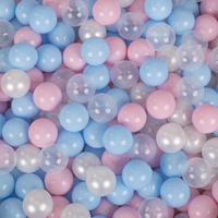 KiddyMoon Soft Plastic Play Balls ∅ 7cm/2.75in Multi-colour Made in EU, baby blue/light pink/pearl/transparent, 100 Balls/7cm-2.75in