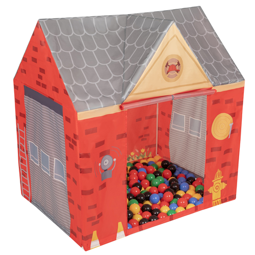 Playhouse For Kids Fire Station Durable And Easy To Assemble Encourages Imaginative Play With Spacious Interior Safe Materials For Indoor And Outdoor Adventures, red-gray: black/yellow/blue/red/green, 300 Balls