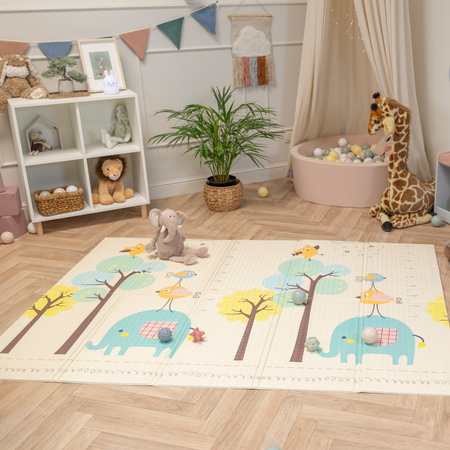 KiddyMoon Baby Play Mat Double-Sided Foam Mat For Kids Crawling Mat For Children Encourages Imagination Colourful Patterns Play Area Foldable Ideal for Indoors and Outdoors, Green-Forest, 150x200x1cm