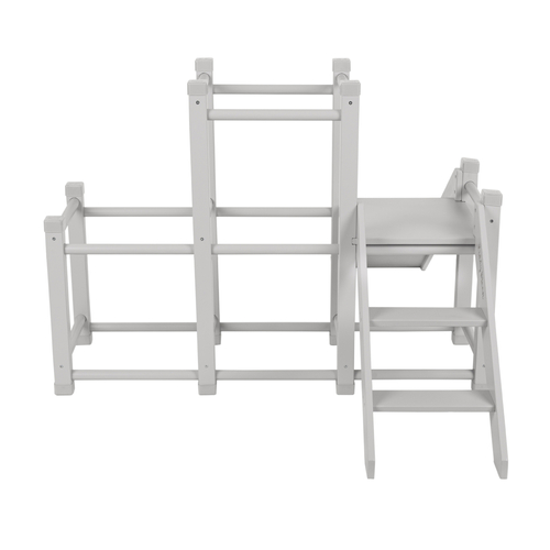 KiddyMoon wooden playground with a slide for kids, Grey, UNI