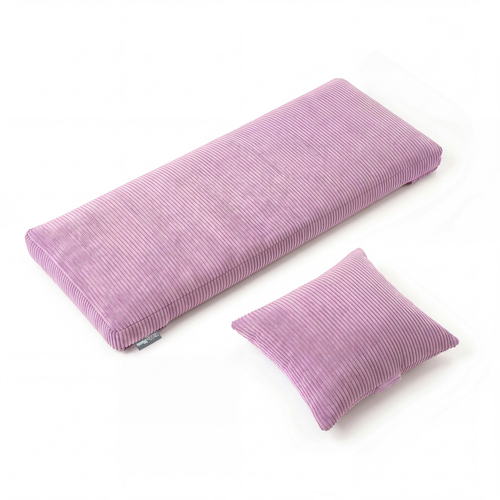 KiddyMoon Cushion Set For Balance Board Mattress and Pillow Ribbed Fabric Washable Cover, light purple, Mattress/Pillow