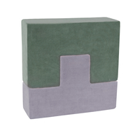 KiddyMoon Soft Foam Cubes with Velvet Cover Building Blocks for Children, laguna blue-forest green-ice blue-grey mountains, 9 Pieces