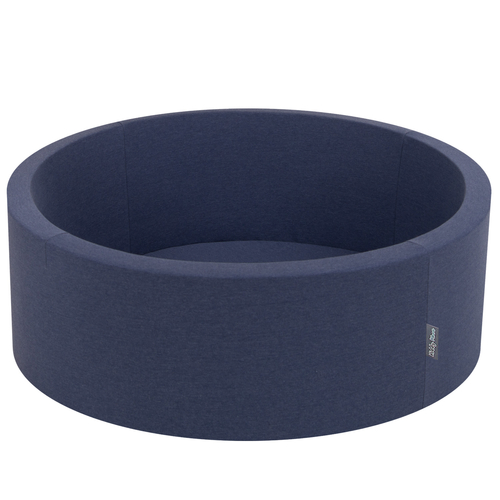 KiddyMoon Baby Foam Ball Pit with Balls ∅ 7cm / 2.75in Made in EU, dark blue:white/grey/babyblue/powder pink, 90x30cm/200 balls